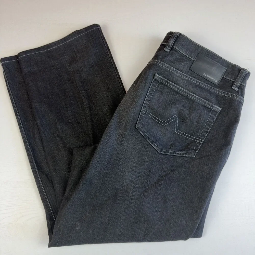Alberto T400 Jeans Stretch Cotton Blend Mens 38x28.5 Modern Fit Faded Black